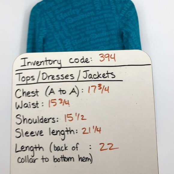 Harley Davidson  Bright Teal Blue All Over Text zipper front Hoodie size SP - Picture 9 of 15